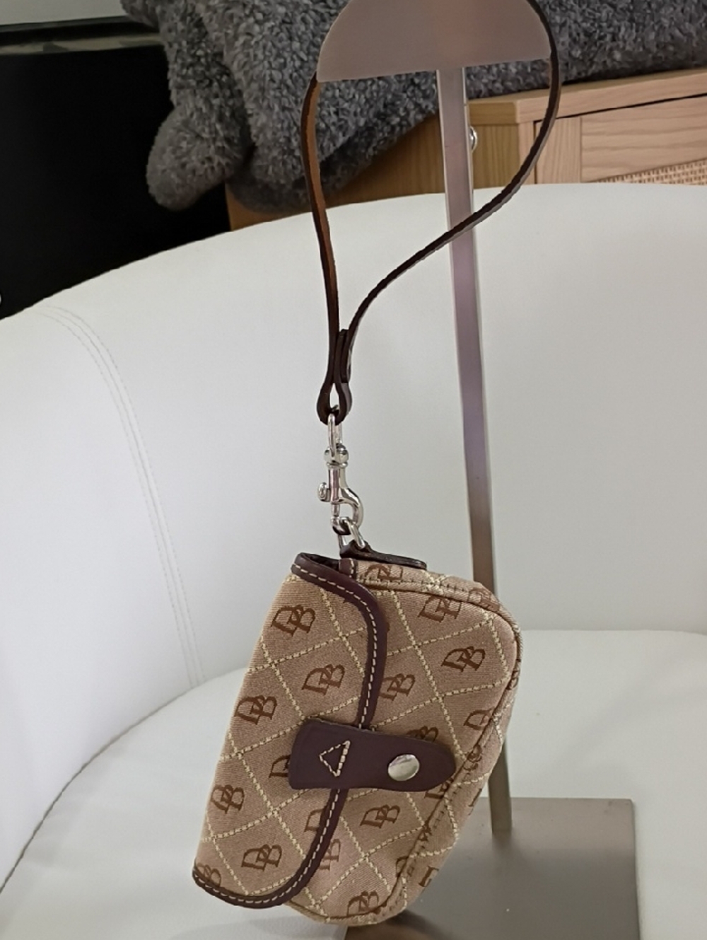 Dooney & Bourke Signature Flap Brown and Tan Wristlet Clutch